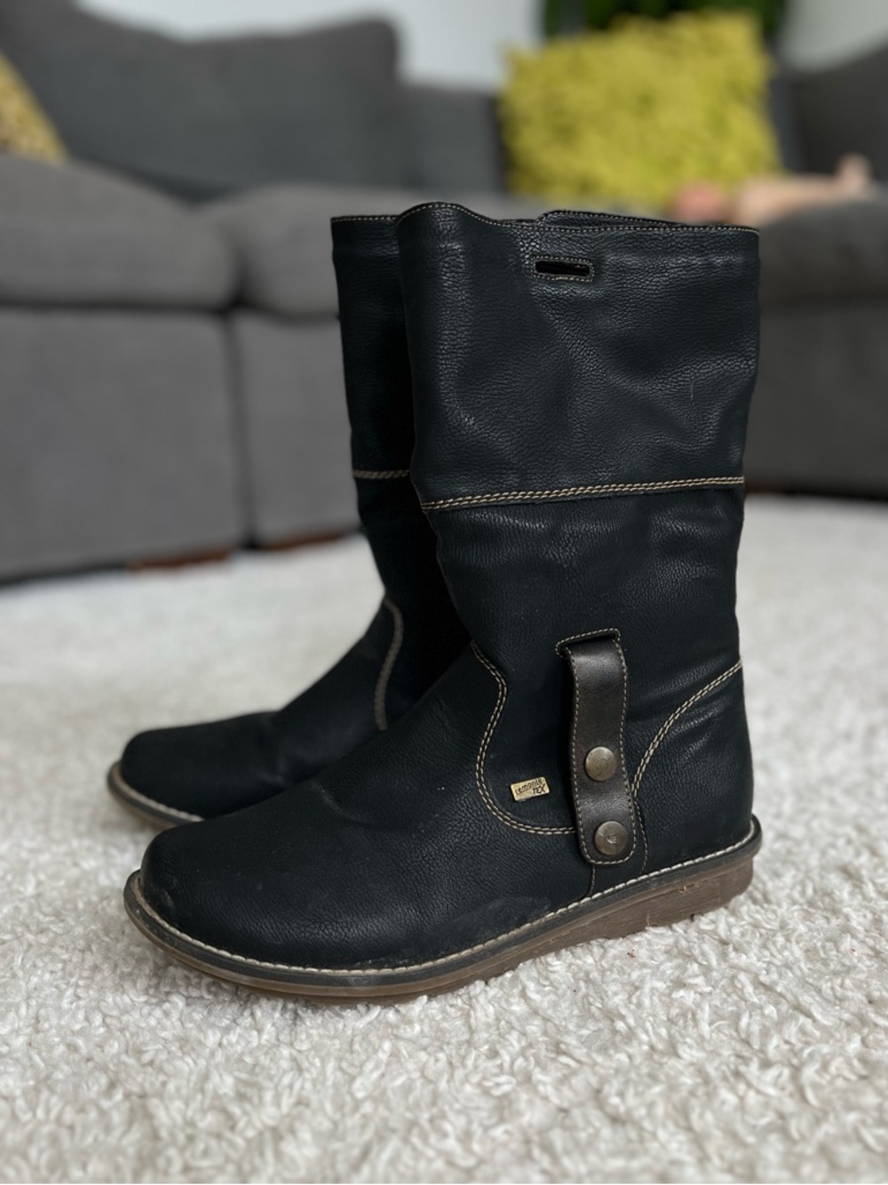 Remonte Black Mid-Calf Leather Boots